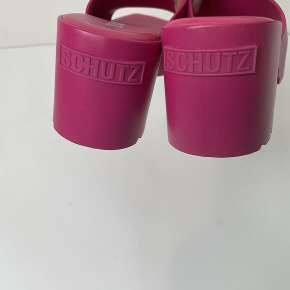 SCHUTZ Women's Mizzy Slip On Chunky Block Heel Sandals Mules Pink 9 Y2K Barbie - Picture 5 of 14